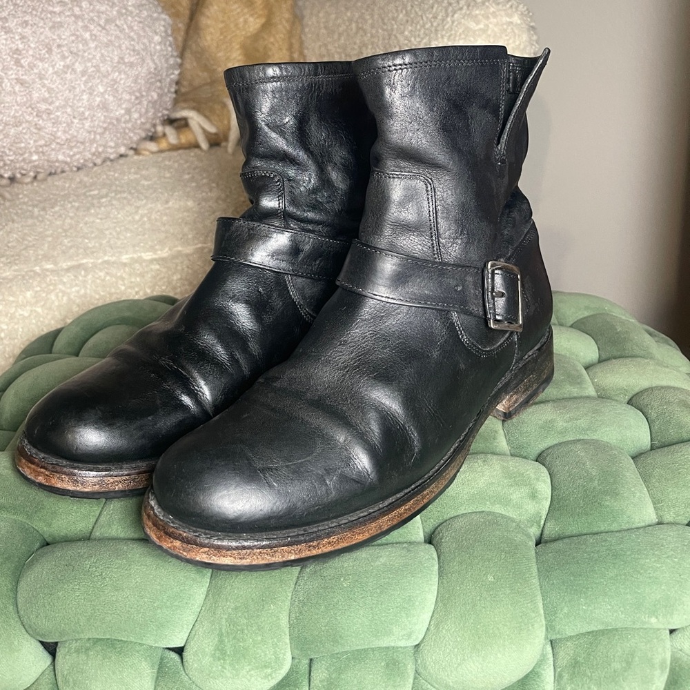 FRYE Natalie Engineer Black Leather Boots - Picture 3 of 8